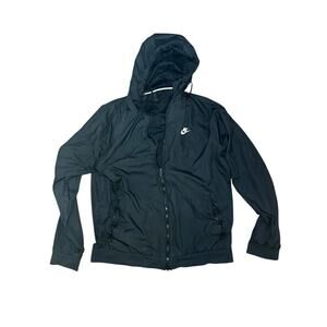 Nike Men’s Windbreaker Jacket Zip Up Hoodie Drawstring Vent Back Pockets Black M